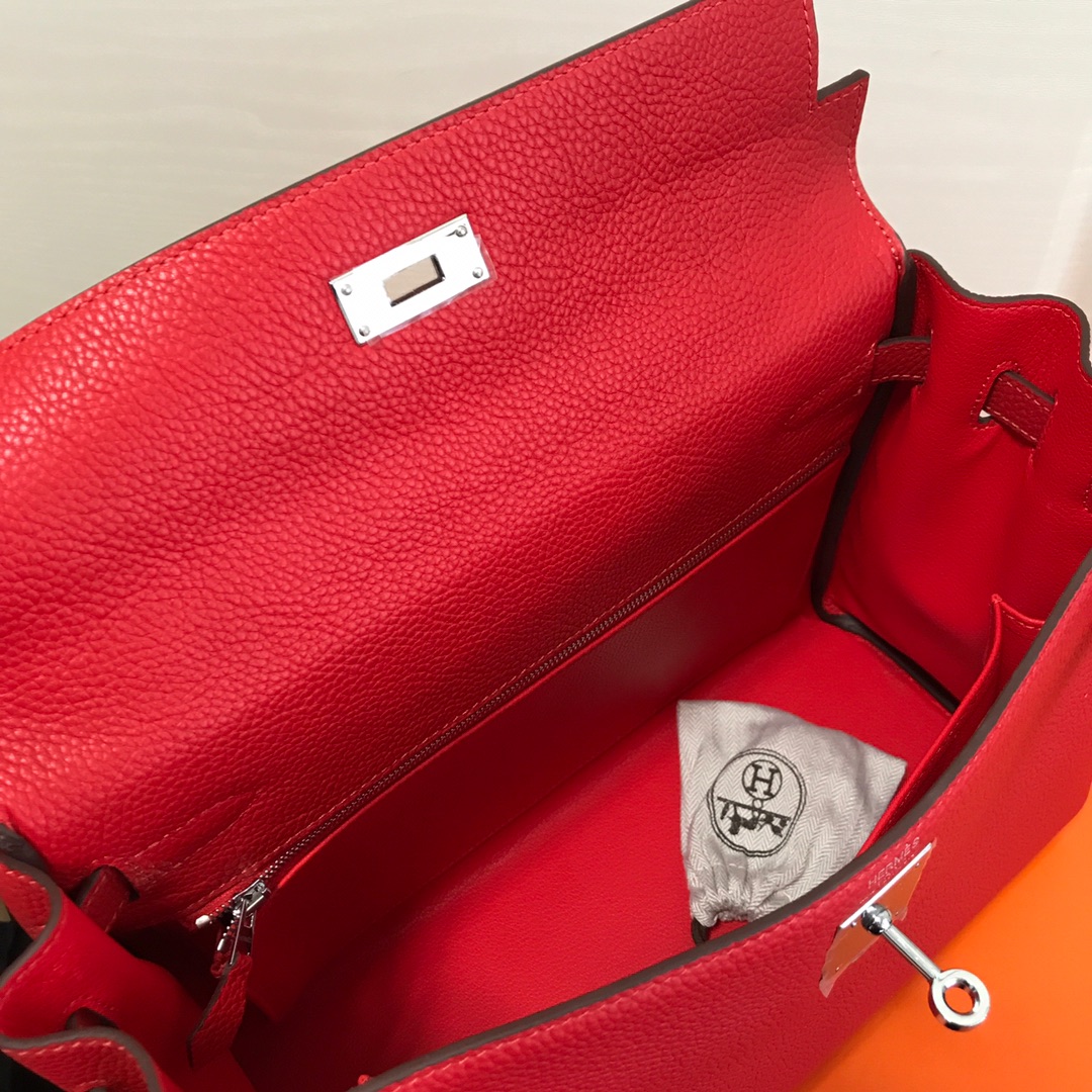 Hermes Kelly 32cm Handbag Shoulder Bag in Red Togo Leather